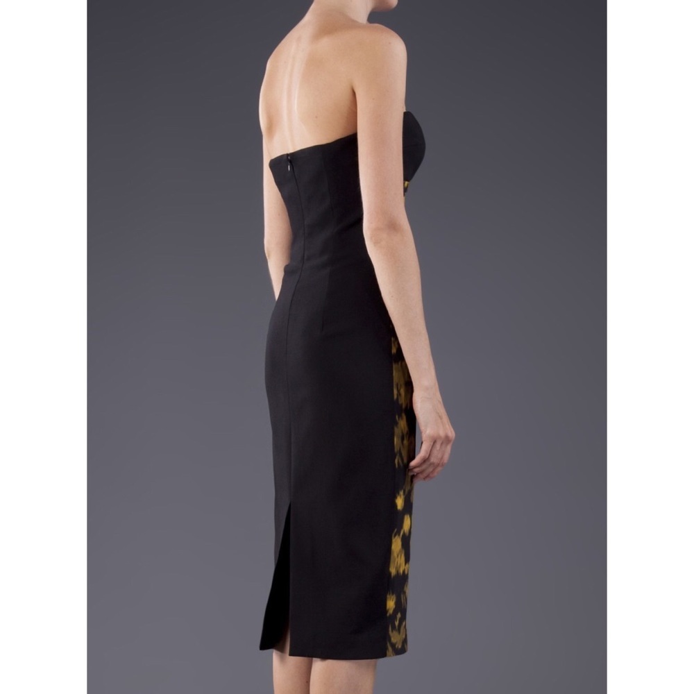 MICHAEL KORS • Black Strapless Leaf Print Dress - Picture 7 of 11